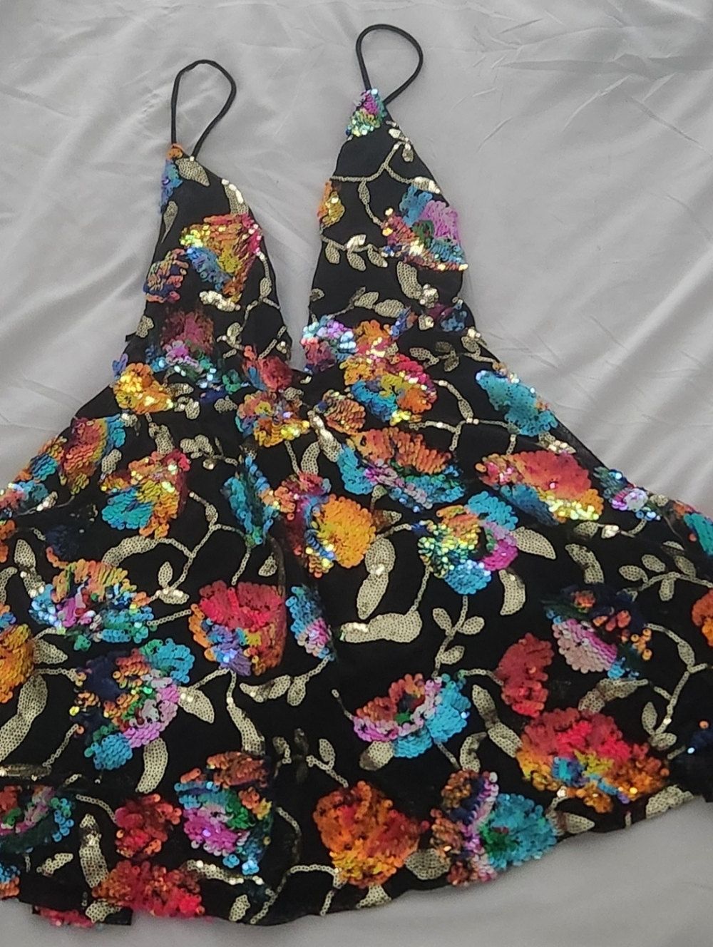 WOW Lucy in the Sky Skylar Sequined Mini Dress In Multicolor Club Party Size L